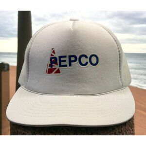 Pepco Oil Energy Snapback Hat White Vintage Baseball Cap Mesh Back